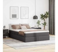 Teenpull Grey upholstered Storage Bed Frame with Mattress, 140 x 200 cm, Hydraulic Lift Base, Metal Structure, slatted Support, for Bedroom Space Saving, Two Person Use and Organized Storage