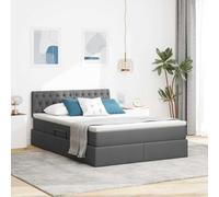 Teenpull Grey Upholstered Storage Bed Frame with Mattress, Hydraulic Lift Ottoman Base, Slatted Platform, Headboard, 140 x 200 cm, Bedroom Space Saving Support for Adult Guest Rooms