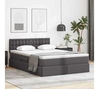 Teenpull Grey upholstered Storage Bed with LED, 140 x 200 cm Mattress, Metal Frame, Hydraulic Lift, slatted Base, headboard, Medium Firmness, for Modern Bedroom and Space Saving