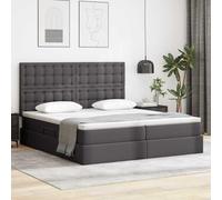 Teenpull Grey upholstered Storage Bed with LED, 180 x 200 cm, Metal Frame, Hydraulic Lift, RGB USB Strip Lights, headboard, Mattress, for Bedroom, Space Saving, Indoor Use