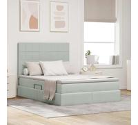 Teenpull Grey upholstered Storage Bed with Mattress, 140 x 190 cm Platform Bed, Lift up Base, LED headboard, Metal Frame, Under Storage, Medium Firmness Sleep Support