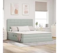 Teenpull Grey upholstered Storage Bed with Mattress 160 x 200 cm, Gas Lift Base, Adjustable headboard, USB LED Strips, Hidden Compartment, Velvet Finish for Bedroom Organization and restful Sleep