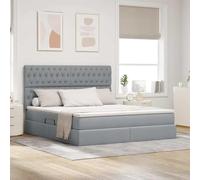 Teenpull Grey upholstered Storage Bed with Mattress 160 x 200 cm, Gas Lift Base, Adjustable headboard, LED Light Strips, Wooden Frame, Under Bed Storage for Bedroom, Indoor Use, 200 kg MAX