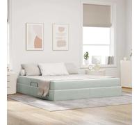 Teenpull Grey upholstered Storage Bed with Mattress, 160 x 200 cm King Size, Hydraulic Lift, Metal Frame, slatted Base, Bedroom Use, Space Saving Storage for Adults and Guests