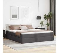 Teenpull Grey upholstered Storage Bed with Mattress, 160 x 200 cm King Size, Metal Frame, Hydraulic Lift Base, slatted Support, Faux Leather Finish for Bedroom Storage and restful Sleep