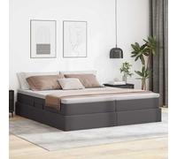 Teenpull Grey upholstered Storage Bed with Mattress, Hydraulic Lift, Super King 180 x 200 cm, Metal Frame, slatted Base, Bedroom Space Saving