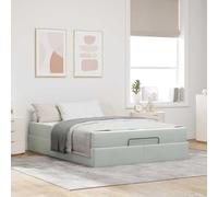 Teenpull Grey Velvet Bed Frame with Mattress 140 x 200 cm, slatted Base, Storage Drawer, Modern Bedroom Support, upholstered Platform Bed for Adult and Guest Rooms, Indoor Use, Easy Assembly