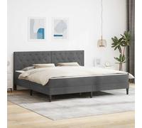 Teenpull Grey Velvet Bed Frame with Pocket Spring Mattress, Super King 180 x 200 cm, slatted Base, upholstered headboard, Under-Bed Storage, Easy Assembly for Bedroom Comfort