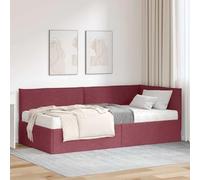 Teenpull Grey Velvet Corner Bed Frame with 2 Piece Mattress, Plywood Structure, 204 x 94 x 74 cm, Indoor Bedroom Use, Soft Touch, Space Saving Support for Adult and Guest Rooms