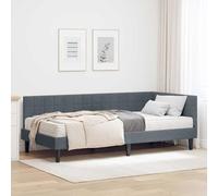 Teenpull Grey Velvet Corner Bed Frame with Mattress, 2 Piece Set, Plywood slatted Base, Adjustable headboard, Single Size 100 x 200 cm, Indoor Bedroom Support for restful Sleep