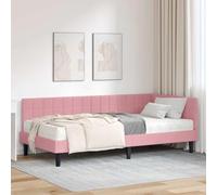 Teenpull Grey Velvet Corner Bed Frame with Mattress, Plywood Base, Adjustable headboard, 100 x 200 cm Single, Fixed slats, Indoor Bedroom Use, Space Saving Sleep Support