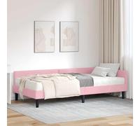 Teenpull Grey Velvet Corner Bed Frame with Mattress, Single Short 90 x 190 cm, Plywood Slat Base, upholstered headboard, Breathable Polyester, Indoor Bedroom Space Saving Support