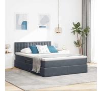 Teenpull Grey Velvet Storage Bed, 140 x 200 cm, upholstered Platform with Lift up Storage, slatted Base, headboard, Metal Frame, Mattress Included for Bedroom Space Saving