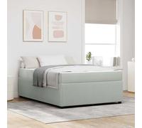 Teenpull Gris Claro Bed Frame with Mattress, 160 x 200 cm Fabric, slatted Base, Wooden Structure, Medium Firm Spring Mattress, Foam Padding, Indoor Bedroom Support