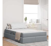 Teenpull Gris Claro Cama somier Base lecho canapé con colchón 120 x 190 cm, cabecero y Estructura de Metal, almacenaje elevable abatible para Dormitorio Adulto Juvenil, y Descanso