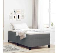 Teenpull Gris Claro Velvet Box Spring Bed, 100 x 200 cm, Wood Frame, Pocket Spring Mattress, Medium Firm Comfort, for Bedroom Rest, Indoor Use, Durable Support and Modern Style
