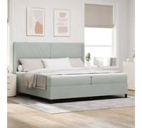 Teenpull Gris Claro Velvet Box Spring Bed with RGB LED, 200 x 200 cm Emperor Mattress fit, Adjustable headboard, slatted Base, Wooden Frame, Bedroom Comfort and Modern Style