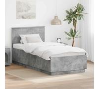 Teenpull Gris Concrete Bed Frame with Adjustable Headboard, Engineered Wood Platform, 100 x 200 cm, Interior Bedroom Support, Modern Minimalist Sleep Base