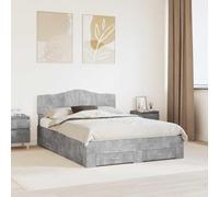 Teenpull Gris Concreto Bed Frame with headboard, 160 x 200 cm Mattress Size, Engineered Wood Structure, slatted Support, Drawer Storage for Bedroom, Modern Rest and Space Saving Setup
