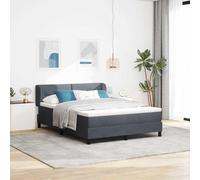 Teenpull Gris Oscuro Bed Frame with upholstered headboard, 140 x 190 cm, Velvet Box Spring Base, Mattress and Topper Included, Adjustable Cushioned Support for Modern Bedroom Use