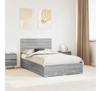 Teenpull Gris Sonoma Bed Frame with headboard, 120 x 200 cm Engineered Wood Structure, slatted Base, Storage Drawer, Easy Assembly for Bedroom, Support, Storage, and Daily Rest