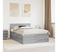Teenpull Gris Sonoma Bed Frame with headboard, 150 x 200 cm, Engineered Wood, slatted Platform, 200 kg Support, Indoor Bedroom Use, Sturdy Sleep Base with Clean Modern Look