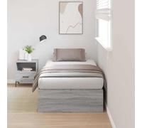 Teenpull Gris Sonoma Storage Bed Frame 100 x 200 cm Plywood Single Bed Base with Hidden Compartment, Modern Bedroom Platform, Space Saving for Guest Room and Adult Sleeping Support