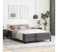 Teenpull Gris upholstered Bed Frame with Mattress, 140 x 190 cm, slatted Base, Wooden Structure, Medium Firm Support, Modern Bedroom Comfort for Adult Guest Room, 280 kg Load