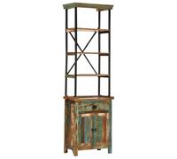 Teenpull Highboard 55 x 30 x 180 cm, madera maciza recuperada, madera de mango de teca reciclada, con puerta y cajón, aparador versátil para comedor, salón