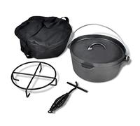 Teenpull Horno holandés de hierro fundido de 4,2 l con tapa con asa, bolsa de transporte, ideal para guisar, cocinar, asar, horno, cocina, hogar, cena familiar