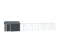 Teenpull Jaula para pájaros antracita de acero galvanizado, 821,5 x 111 x 142 cm, gran pajarera para exteriores con amplio espacio al aire libre y parque infantil seguro adecuado para periquitos y