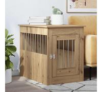 Teenpull Jaula para perros estilo muebles de roble Artisan, material de madera, 55 x 80 x 68 cm, con puerta con cerradura, caja para perros 2 en 1 y mesa auxiliar para interior y exterior, estable