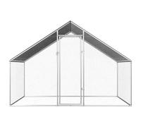 Teenpull Jaula para pollos al aire libre de acero galvanizado, 2,75 x 2 x 1,92 m, resistente a la intemperie con techo de polietileno, sistema de cerrojo con cierre, adecuada para conejera, conejera