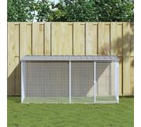 Teenpull Jaula para pollos con techo gris claro, acero galvanizado, 203 x 98 x 90 cm, con jaula de expansión, resistente a la intemperie, estable, para exteriores para conejos, cobayas, roedores