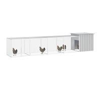 Teenpull Jaula para pollos gris de acero galvanizado, 500 x 91 x 100 cm, con 3 jaulas de expansión, jaula segura para roedores para jardín, exterior e interior, cercado para animales pequeños