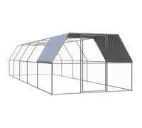 Teenpull Jaula para pollos para exteriores de acero galvanizado con techo de polietileno resistente al agua, 3 x 10 x 2 m, incluye puerta con cerradura, recinto para animales pequeños resistente a la