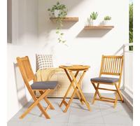 Teenpull Juego Bistro de Jardín 3 pcs Marrón Madera de Acacia Sólida Mesa Compacta y 2 Sillas para Terraza Patio Exterior con Diseño Moderno y Resistente para Ocio y Reunión