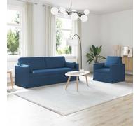 Teenpull Juego de 2 sofás azules, muebles tapizados de tela con marco de metal, 198 x 78 x 80 cm, dos plazas y tres plazas para salón, habitación de invitados, habitación juvenil y elegantes zonas de