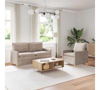 Teenpull Juego de 2 sofás beige de poliéster, muebles tapizados con marco de metal, fundas extraíbles y cojines gruesos, para salón, habitación de invitados, habitación juvenil, asiento para