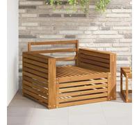 Teenpull Juego de 2 sofás de exterior de madera de acacia maciza, resistente a la intemperie, módulo lounge, parte central, reposabrazos, ampliable para terraza, balcón y exterior