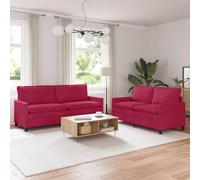 Teenpull Juego de 2 sofás tapizados de terciopelo rojo vino, 2 plazas y 3 plazas, marco de metal, fundas extraíbles, para salón, habitación de invitados, 5 plazas