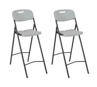 Teenpull Juego de 2 taburetes de bar plegables, HDPE y acero con recubrimiento en polvo, color blanco, 45 x 78 x 114 cm, fáciles de limpiar, adecuados para jardín, balcón y terraza