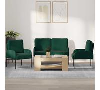Teenpull Juego de 3 sofás de color verde oscuro de madera contrachapada y poliéster, 115 x 56 x 80 cm, patas de metal, para salón, habitación de invitados y asientos modernos
