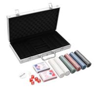 Teenpull Juego de 300 fichas de póquer de 4 g con maletín de aluminio, baraja de cartas, botón de distribuidor y dados, fichas de colores para casino, Texas Holdem, Blackjack, ruleta, juego de mesa