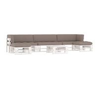 Teenpull Juego de 6 palés de madera de pino impregnada, muebles de exterior con cojines, cómodo conjunto de asientos para patio, balcón y porche