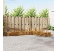 Teenpull Juego de 6 sofás de exterior de madera maciza de acacia natural, módulo Lounge con esquina, parte central, reposabrazos, respaldo para terraza, balcón y exterior