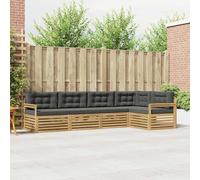 Teenpull Juego de 6 sofás de exterior de poliéster, color blanco, antracita, 327 x 168,5 x 73 cm, juego de jardín con asiento modular, incluye cojín de asiento y respaldo, resistente a la intemperie