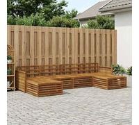 Teenpull Juego de 6 sofás de madera maciza de acacia para jardín, modular, lacado, 22,18 kg, conjunto de asientos con reposabrazos para terraza, jardín, piscina, versátil y duradero