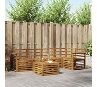 Teenpull Juego de 6 sofás esquineros de madera maciza natural de acacia, muebles de salón, sofá, mesa, banco, para salón, comedor, dormitorio, oficina, pasillo