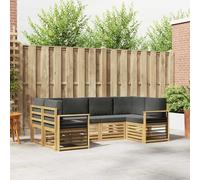 Teenpull Juego de 6 sofás esquineros en color blanco y antracita de poliéster con 245 x 128,5 x 73 cm, conjunto modular para terraza y jardín, incluye cojines y respaldos para un cómodo salón